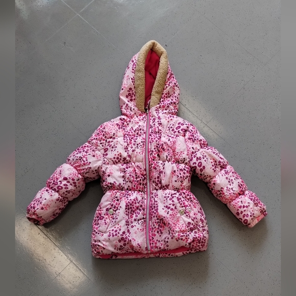 Pink Platinum GIRLS  Size 5/6 FLORAL PUFFER JACKET Coat - Picture 2 of 13
